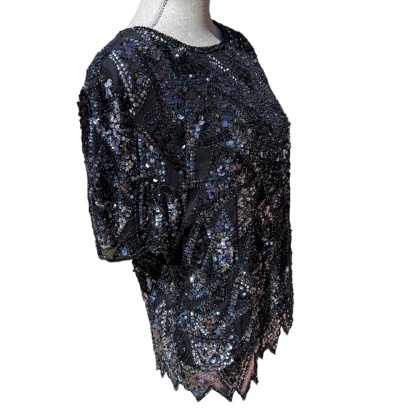 Vintage Beaded Silk Top by StyleWorks Size Large - Picture 5 of 11